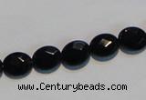 CAB806 15.5 inches 8*10mm faceted oval black gemstone agate beads