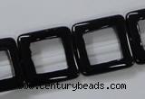 CAB862 15.5 inches 20*20mm square black agate gemstone beads wholesale