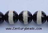 CAG1880 15.5 inches 10mm faceted round tibetan agate beads wholesale