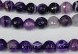 CAG2096 15.5 inches 10mm faceted round purple line agate beads