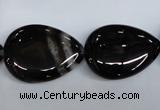 CAG2928 15.5 inches 18*25mm flat teardrop black line agate beads