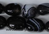 CAG3065 15.5 inches 15*20mm nuggets black line agate beads