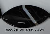 CAG3095 15.5 inches 25*50mm faceted & twisted oval black line agate beads