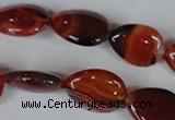 CAG3223 15.5 inches 13*18mm flat teardrop red line agate beads