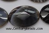 CAG3977 15.5 inches 25*35mm faceted oval grey botswana agate beads