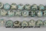 CAG4730 15 inches 8mm faceted round tibetan agate beads wholesale