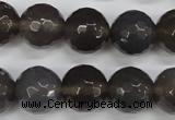 CAG4829 15 inches 14mm faceted round grey agate beads wholesale