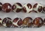 CAG5340 15.5 inches 12mm faceted round tibetan agate beads wholesale