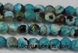 CAG5659 15 inches 4mm faceted round fire crackle agate beads