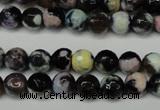 CAG5689 15 inches 8mm faceted round fire crackle agate beads