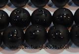 CAG6002 15.5 inches 8mm carved round matte black agate beads