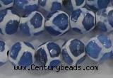 CAG6120 15 inches 8mm faceted round tibetan agate gemstone beads