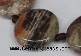 CAG7047 15.5 inches 25mm flat round ocean agate gemstone beads