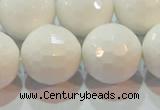 CAG7188 15.5 inches 20mm faceted round white agate gemstone beads