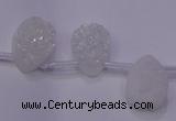 CAG7970 Top drilled 13*18mm flat teardrop plated white druzy agate beads