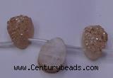 CAG8111 Top drilled 12*16mm teardrop champagne plated druzy agate beads