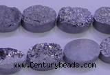 CAG8172 7.5 inches 13*18mm oval silver plated druzy agate beads