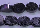 CAG8177 7.5 inches 13*18mm oval black plated druzy agate beads