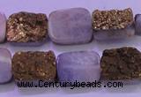 CAG8223 Top drilled 12*16mm rectangle glod plated druzy agate beads