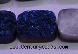 CAG8266 Top drilled 20*30mm rectangle blue plated druzy agate beads