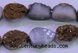 CAG8283 7.5 inches 12*16mm teardrop gold plated druzy agate beads