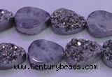 CAG8292 7.5 inches 13*18mm teardrop silver plated druzy agate beads