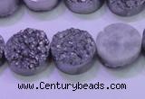 CAG8362 7.5 inches 16mm coin silver plated druzy agate beads