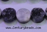 CAG8367 7.5 inches 16mm coin black plated druzy agate beads