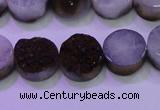 CAG8375 7.5 inches 18mm coin purple plated druzy agate beads