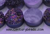 CAG8384 7.5 inches 20mm coin rainbow plated druzy agate beads