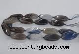 CAG8568 20*40mm faceted & twisted oval grey agate beads wholesale