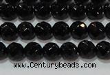 CAG8611 15.5 inches 8mm faceted round black agate gemstone beads