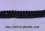 CAG8874 15.5 inches 12mm round matte black line agate beads