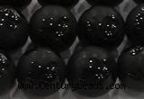 CAG8926 15.5 inches 8mm round matte black agate beads wholesale