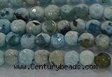 CAG8936 15.5 inches 4mm faceted round fire crackle agate beads