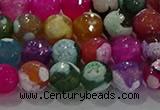 CAG8988 15.5 inches 8mm faceted round fire crackle agate beads