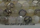 CAG9036 15.5 inches 8mm faceted round dragon veins agate beads