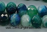 CAG9052 15.5 inches 13*18mm faceted oval line agate beads