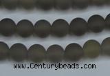 CAG9311 15.5 inches 6mm round matte grey agate beads wholesale