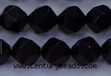 CAG9353 15.5 inches 10mm faceted nuggets black agate beads