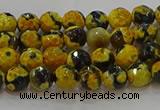 CAG9451 15.5 inches 6mm faceted round fire crackle agate beads