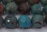 CAG9484 15.5 inches 12mm faceted round blue crazy lace agate beads