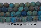 CAG9492 15.5 inches 4mm round matte blue crazy lace agate beads