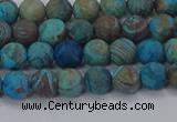 CAG9493 15.5 inches 6mm round matte blue crazy lace agate beads