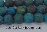 CAG9494 15.5 inches 8mm round matte blue crazy lace agate beads