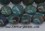 CAG9514 15.5 inches 12mm flat round blue crazy lace agate beads