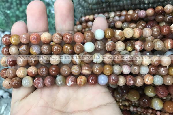 CAG9811 15.5 inches 6mm faceted round wood agate beads