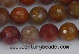 CAG9847 15.5 inches 8mm faceted round red moss agate beads