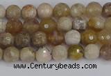 CAG9852 15.5 inches 4mm faceted round ocean fossil agate beads