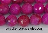 CAG9878 15.5 inches 10mm faceted round fuchsia crazy lace agate beads